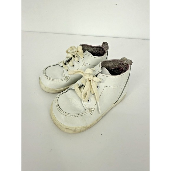 Vintage Stride Rite Baby Booties Size 3.5 Leather Upper Cute Sweet Retro - Picture 1 of 7